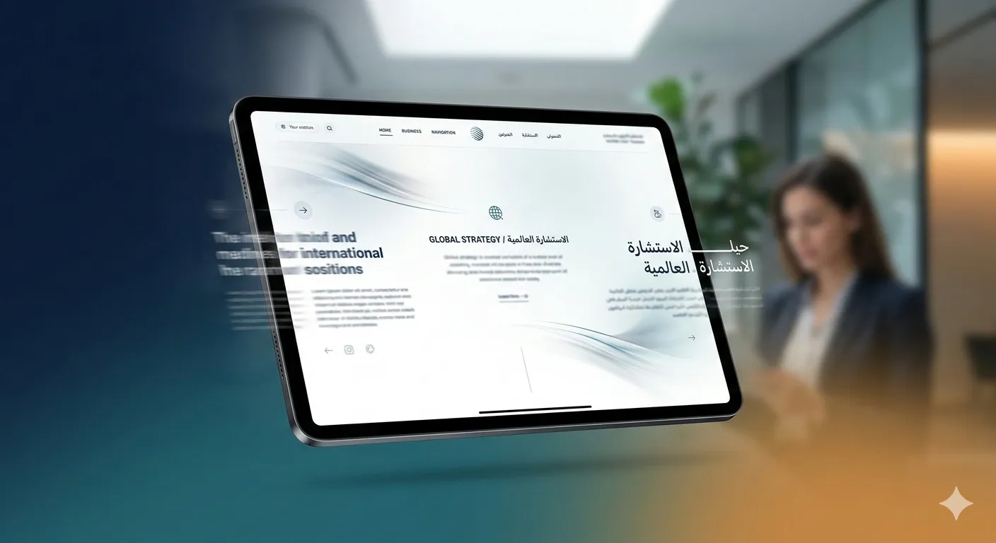 موقع مؤسسي ثنائي اللغة مع رسوم متحركة متقدمة